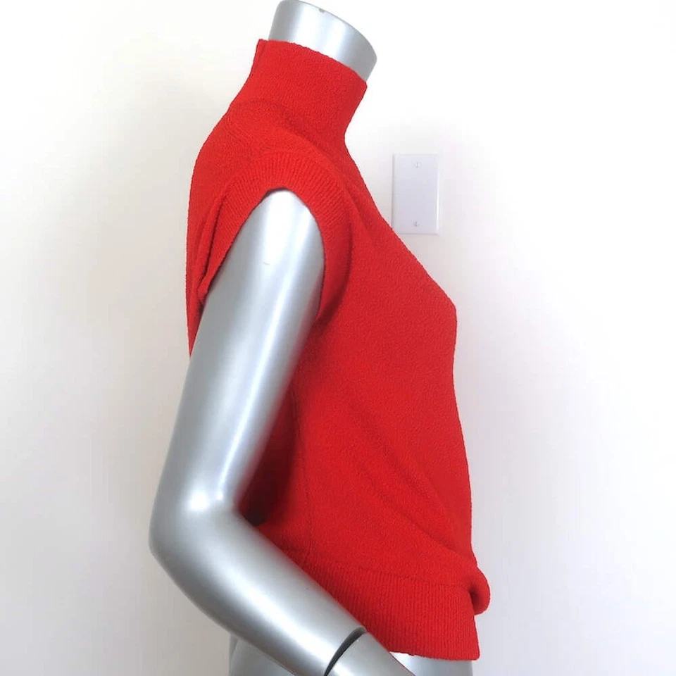 Top Fendi Cuello Alto Corte Asimétrico Rojo Boucle Tejido Elástico Talla US 2 Foto 3 de 4