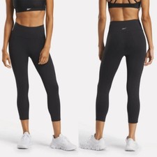 Image of Reebok Women's Performance Pockets Lux 3/4 High Rise Leggings Black Small NWT