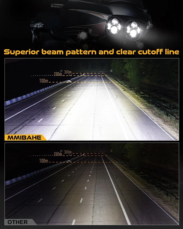 Faro delantero LED doble negro 5 3/4" para Harley Road Glide 1998-2013 Foto 2 de 4