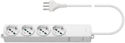VIMAR Mehrfachsteckdose Steckdosenleiste 4 Universell+Schalter Weiß - 01296.CC.B