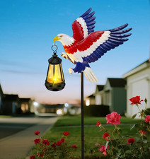 4Th of July Decorations Outdoor Solar Lights, Solar Eagle Garden Lights with Lan