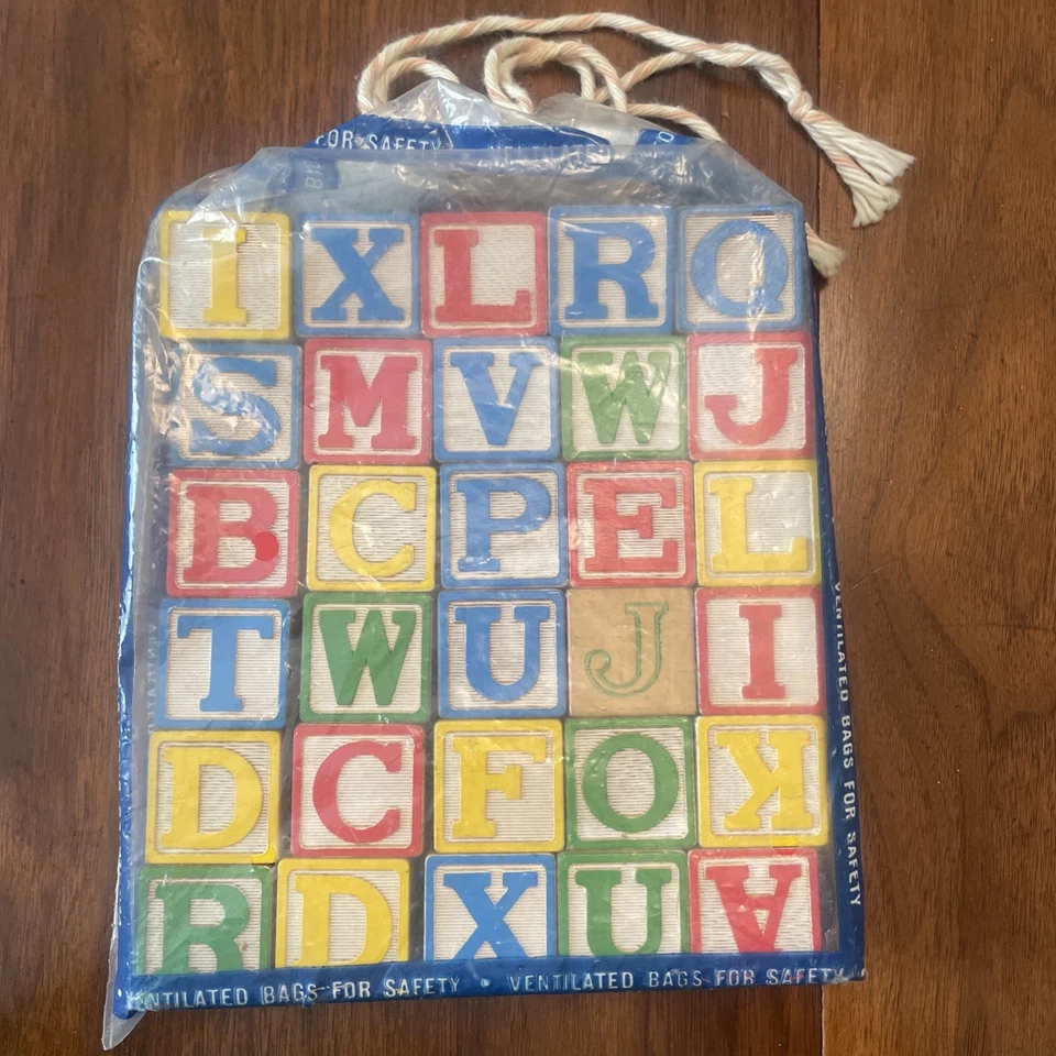 De Colección Bolsa Original Plástico Alfabeto Halsam Bloques de Seguridad Esquinas Redondas 30 Bloques Foto 3 de 3