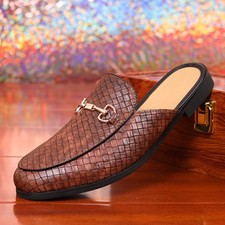 Men's Fashion Mules Clog Slippers Tassel Pointed Closed Toe Backless Loafers