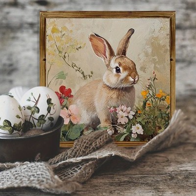 Easter Bunny With Decorated Eggs Wooden Wall Art Holiday Gift Decoration Gift