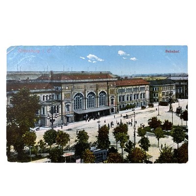 Postkarte AK Straßburg Elsass Bahnhof Straßenbahn Gl. 1912 Ansichtskarte