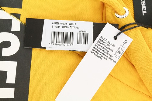 DIESEL S-Girk-Hood-Cuty Men Hoodie S Yellow Pullover Kangaroo Oversized RRP€140 - Picture 6 of 10