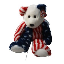 Ty Spangle the Bear Beanie Baby Patriotic Stuffed Plush Animal Toy Doll Retired
