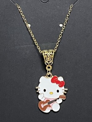Sanrio Hello Kitty Whimsical Charm Cartoon Adorable Pendant Gold Necklace 18 