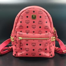 MCM Stark Mini Visetos Studded Backpack in Power Pink