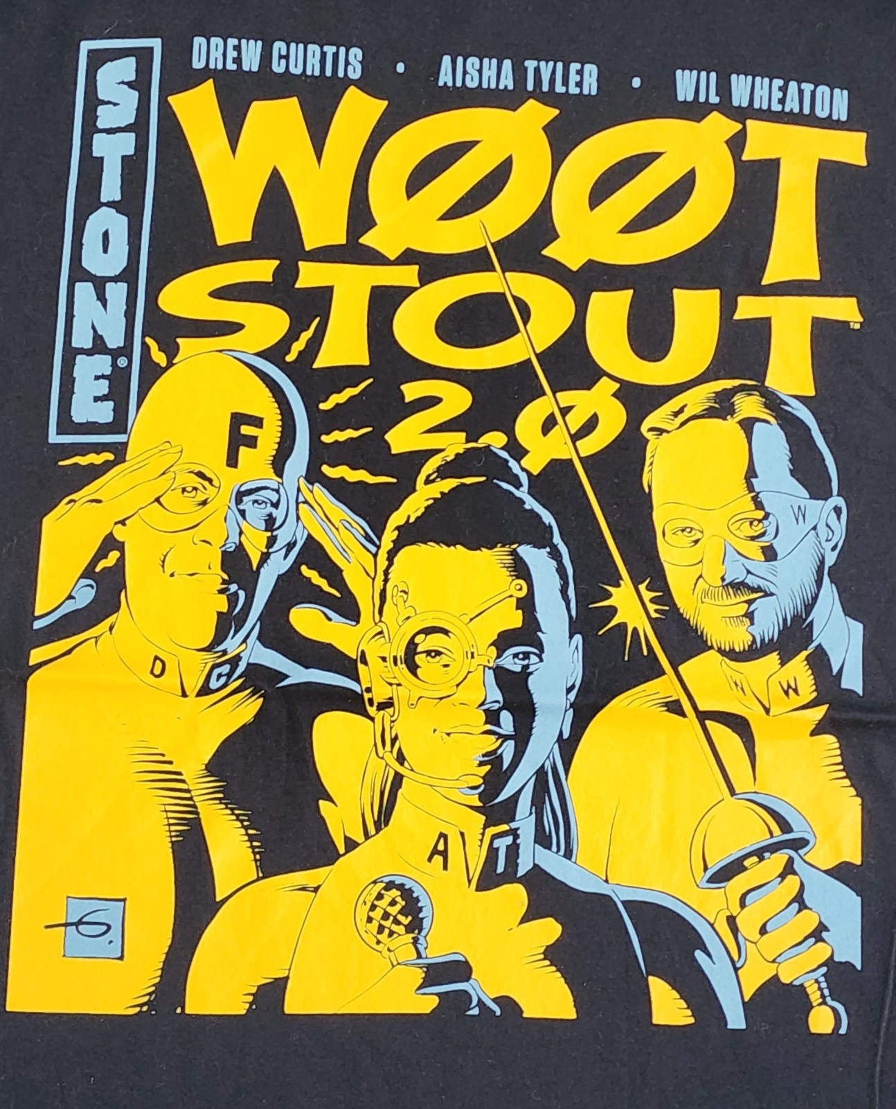 Stone Beer T-Shirt Men's Sz Large Stone Woot Stout 2.0 Collectible Beer Tee