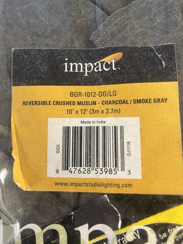 Impact Crushed Muslin Background (10 x 12') Charcoal/ Smoke Gray