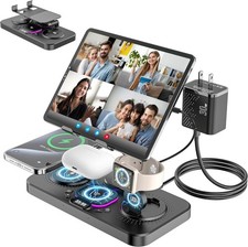 Upgrade Wireless Charging Station with Clock  7 Color Ambient Light, black