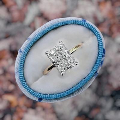 Proposal Radiant Lab Grown Diamond Ring 2.70 Ct 14k Yellow Gold CVD IGI F VS1