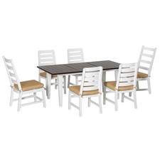 7 PC Aluminium Outdoor Dining Furniture Set with Umbrella Hole Seat Cushion