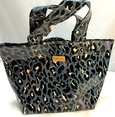 Consuela Grab N Go Mini Bag Leopard Vinyl Double Handle Tote No Closure NALCN