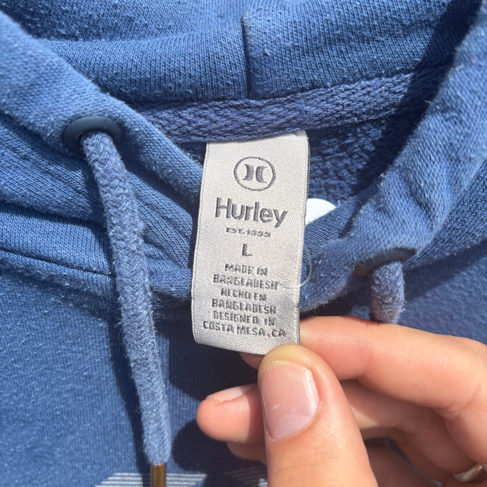 Hurley Mens Graphic Pullover Hoodie Blue Long Sleeve Sweatshirt Size Medium image 6
