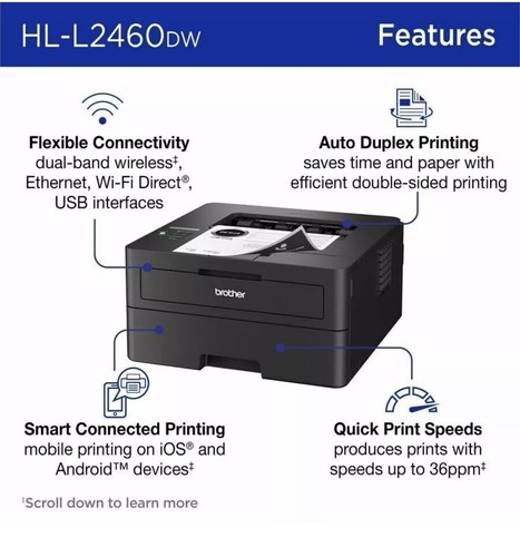 Brother HL-L2460DW Compact Wireless Black & White Laser Printer - Picture 3 of 4
