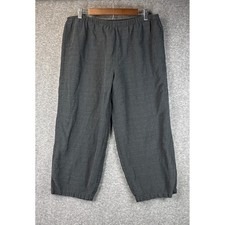 Eileen Fisher Italian Fabric Linen Blend Cropped Pants Size L Elastic Waist Chic