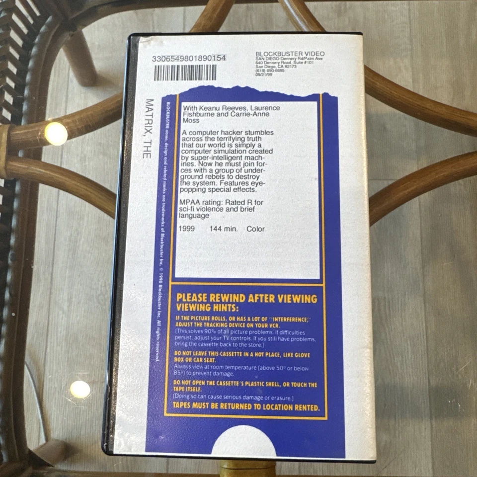 Blockbuster Video The MATRIX 1999 (VHS Clamshell Rental Case) RARE HTF Vintage - Image 4 of 4