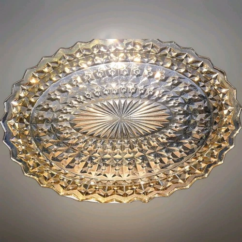 JEANETTE Made AMBER Floral MARIGOLD Design Serving PLATTER VINTAGE 1960s MCM