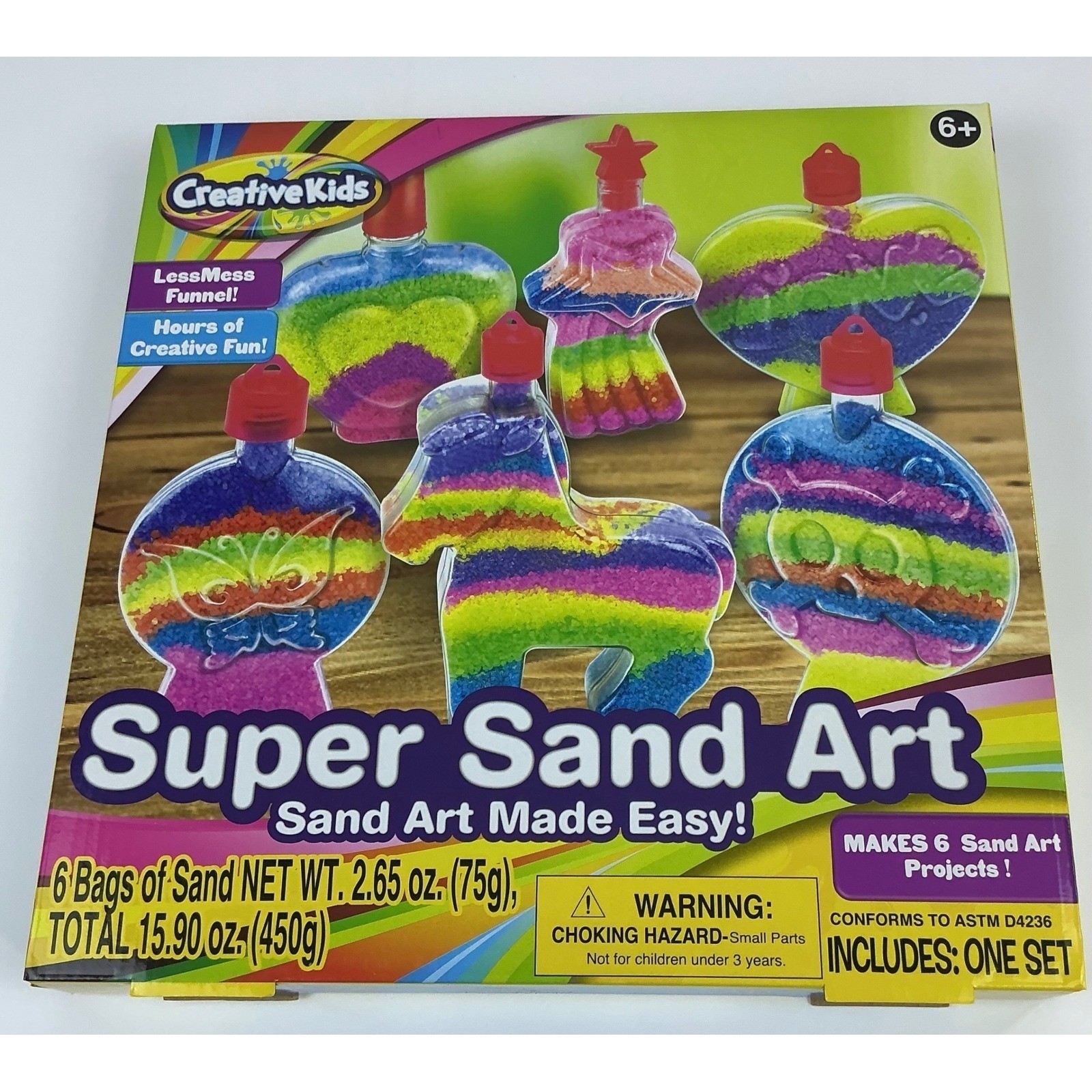 Kreatives Kinder Super Sand Kunst Set 6 Projekte Regenbogen Bastelset Alter 6+
