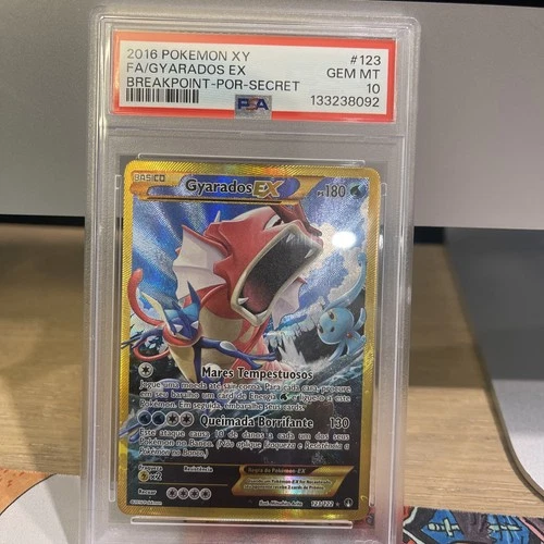 2016 POKEMON XY BREAKPOINT PORTUGUESE-SECRET #123 FULL ART/GYARADOS EX PSA 10