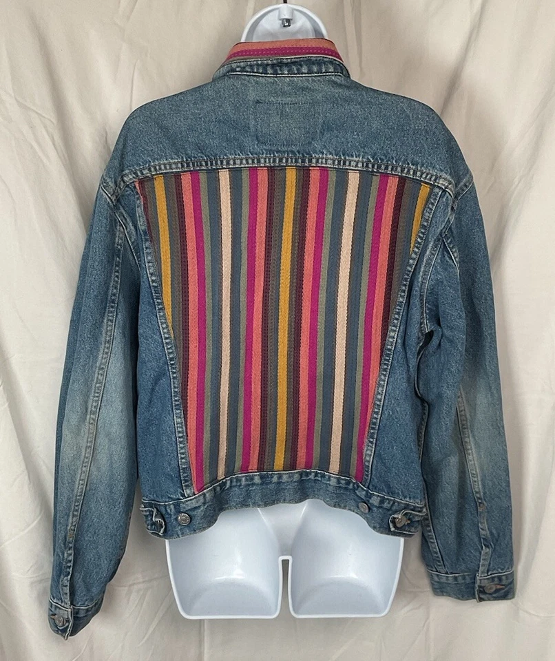 Chaqueta Denim Vintage Calvin Klein Southwest Grande Hecha en EE. UU. Arco Iris Azteca Foto 2 de 4