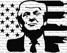 Trump Head in Distressed US Flag Vinyl Decal US Sold  Made