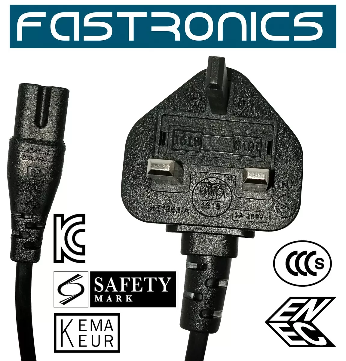 C7 Figure 8 Power Cable Mains Plug for PS1 Fat PS2 Fat PS3 Slim