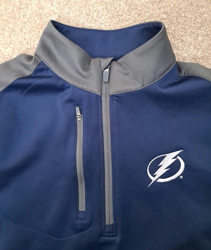 Pullover Tampa Bay Lightning 1/4 zip grande blu e grigio finto collo ottimo stato - Foto 3 di 5