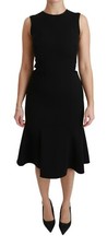 DOLCE & GABBANA Dress Black Fit Flare Wool Stretch Sheath IT44/ US10/L RRP $3200