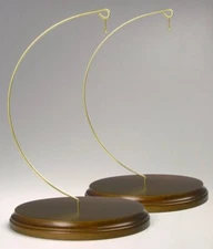 Wood Ornament Holder Solid Walnut Oval Wood Base Pack of 2 Stands 7"H