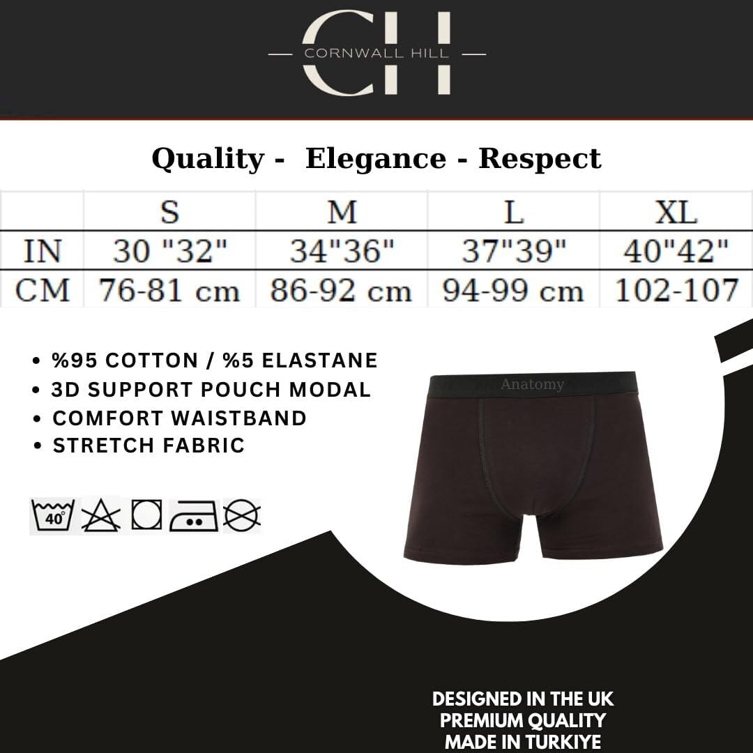 Men's Cornwall Hill Premium Stretch Cotton Boxer Shorts – Pack of 3, Tagless