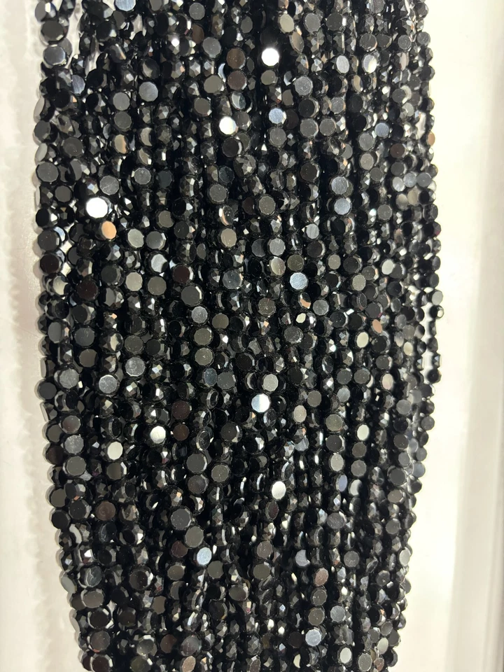 Moneda de ónix negro facetada cuentas de piedras preciosas de 5,5-6 mm 12,5 pulgadas Foto 2 de 4