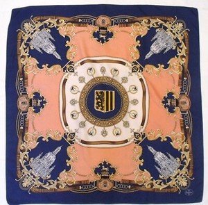 Classic-ARCHITECTURE-Baroque-Church-HERALDIC-Blue-Pink-Twill-Silk-32-034-Scarf