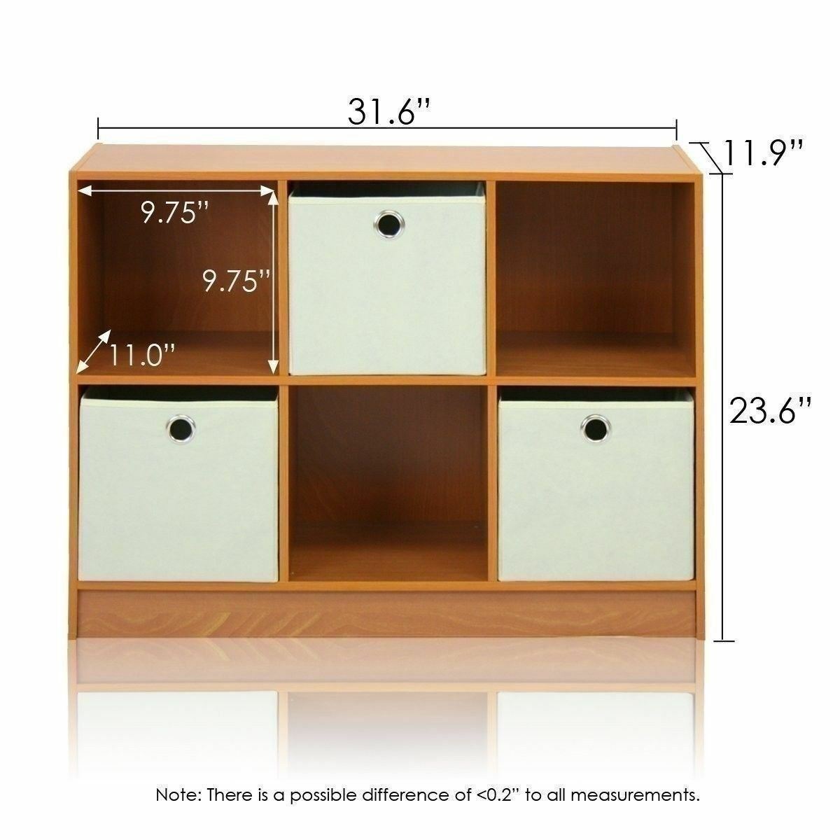 Cherry 6 Cube Wooden Bookcase Bookshelf Office 3 x 2 Ivory Storage Bins