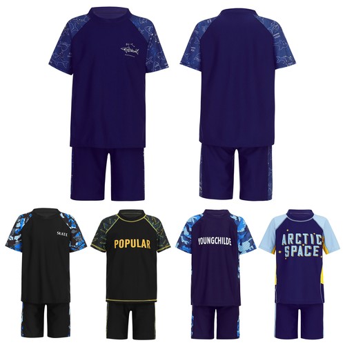 Kids Boys Swimsuit Diving Rash Guard Bathing Suit Beachwear Sets Outfits Pool - Picture 2 of 68