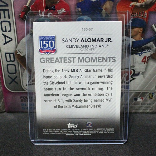 SANDY ALOMAR Jr. 2019 Topps Update 150 Years of Baseball Greatest Moments - Picture 2 of 2