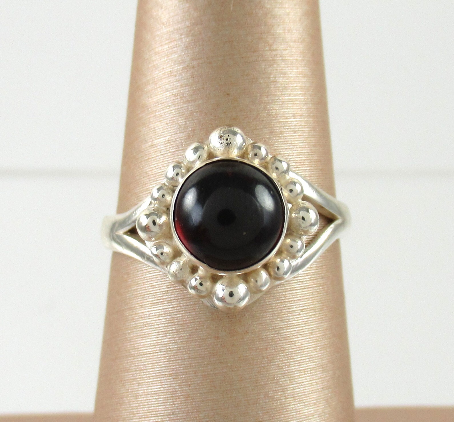 .925 Sterling Silver Red Garnet Ring Split Shank … - image 2