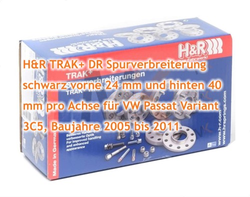 Placas de vía H&R negras VA 24 mm y HA 40 mm para VW Passat Variant 3C5 2005-11 - Imagen 3 de 4