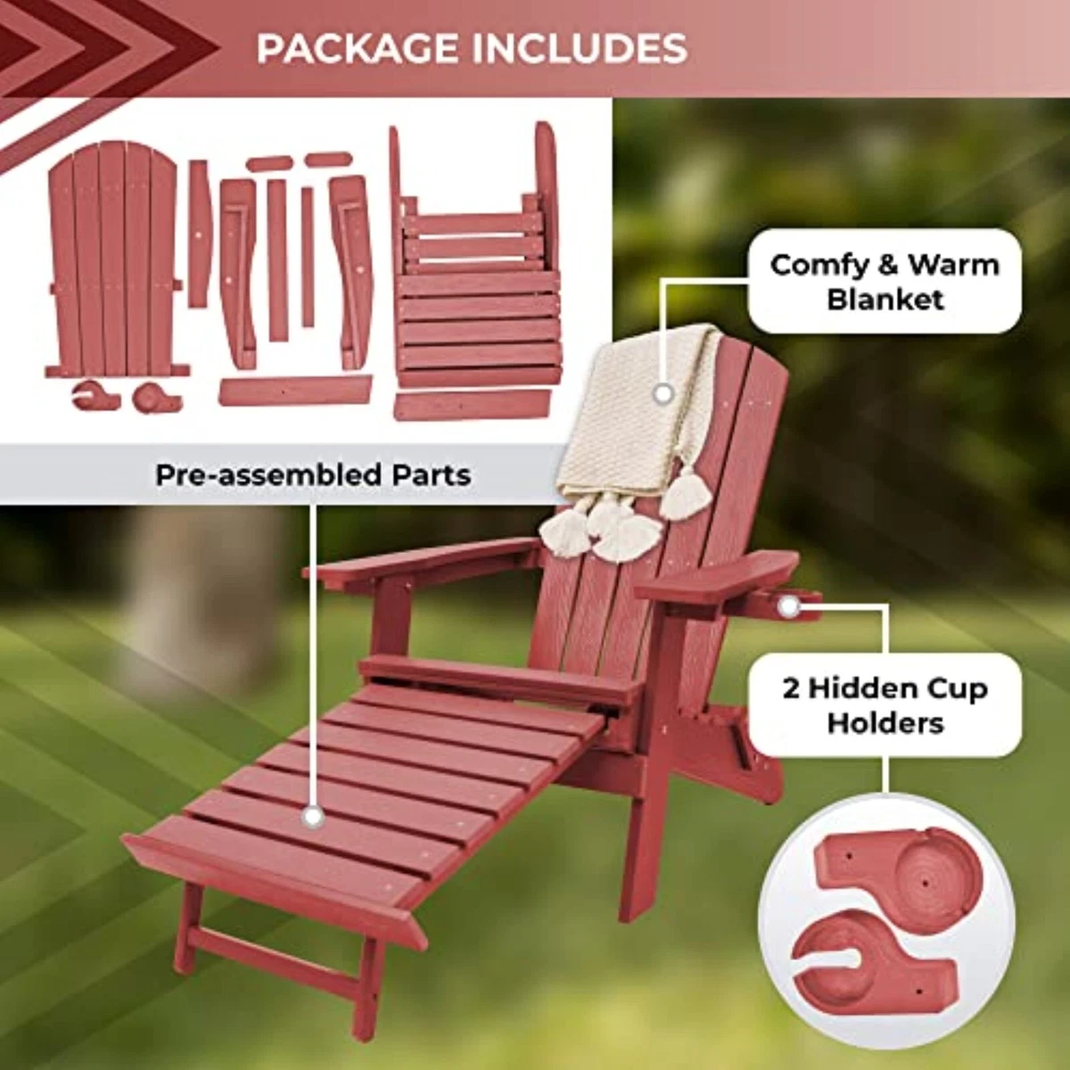 Folding adirondack chair with ottoman deals