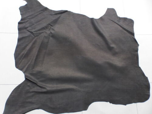 lambskin leather hide Black Stylish Zig Zag Embossed Suede & Smooth finish - Picture 2 of 5
