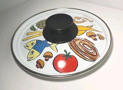 Vintage 70s San Ignacio Nantucket Metal Enamel Stock Pot LID ONLY REPLACEMENT   