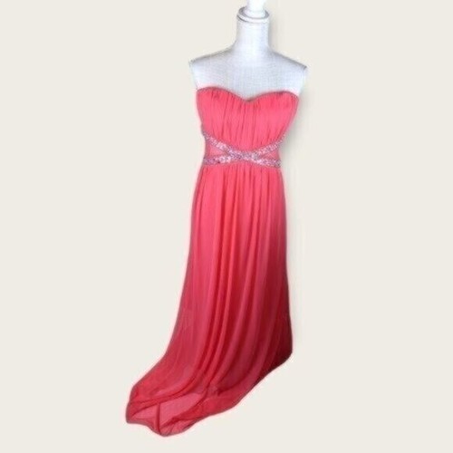 Trixxi Pink Rhinestone Strapless Dress 13 Juniors - Picture 2 of 10