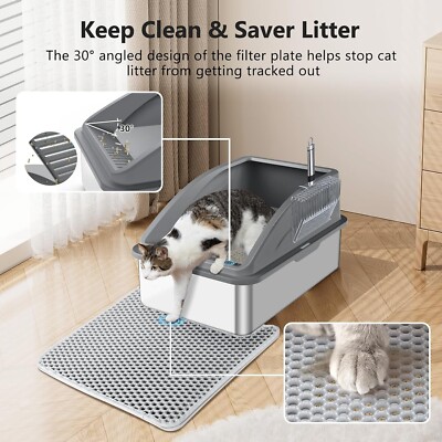 Stainless Steel Cat Litter Box, Extra Large Litter Boxes for Big Cats | eBay