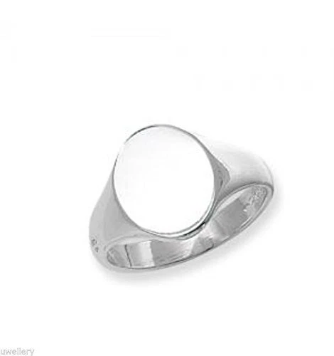 Anello Con Sigillo Ovale In Argento Sterling 925 Incisabile - Foto 13
