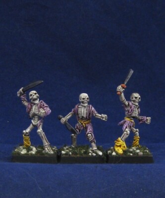 3 Painted Skeletons, FASA Earthdawn Heartbreaker 1994, AD&D RPG Metal Miniatures