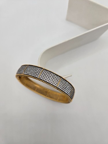 Sterling Silver gold plated bangle cubic zirconia all around