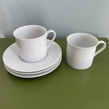 Set 2 DANSK Cup & Saucer Winter White Jack Lenor Larsen Tapestries Flat Bottom