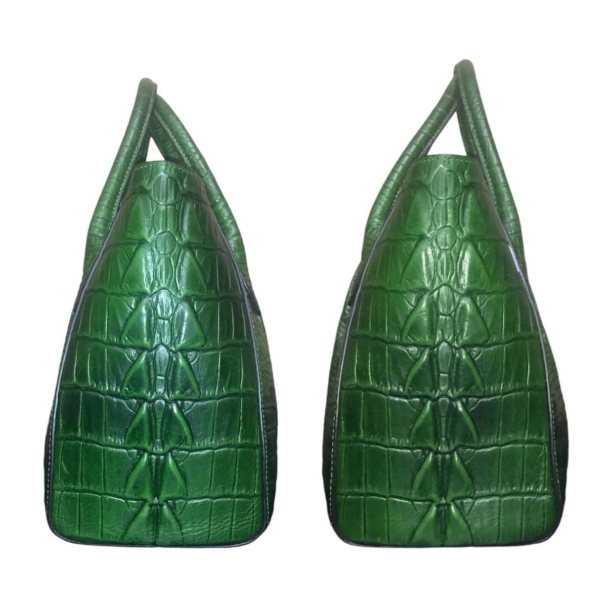 Crocodile Embossed Green Satchel Bag | eBay